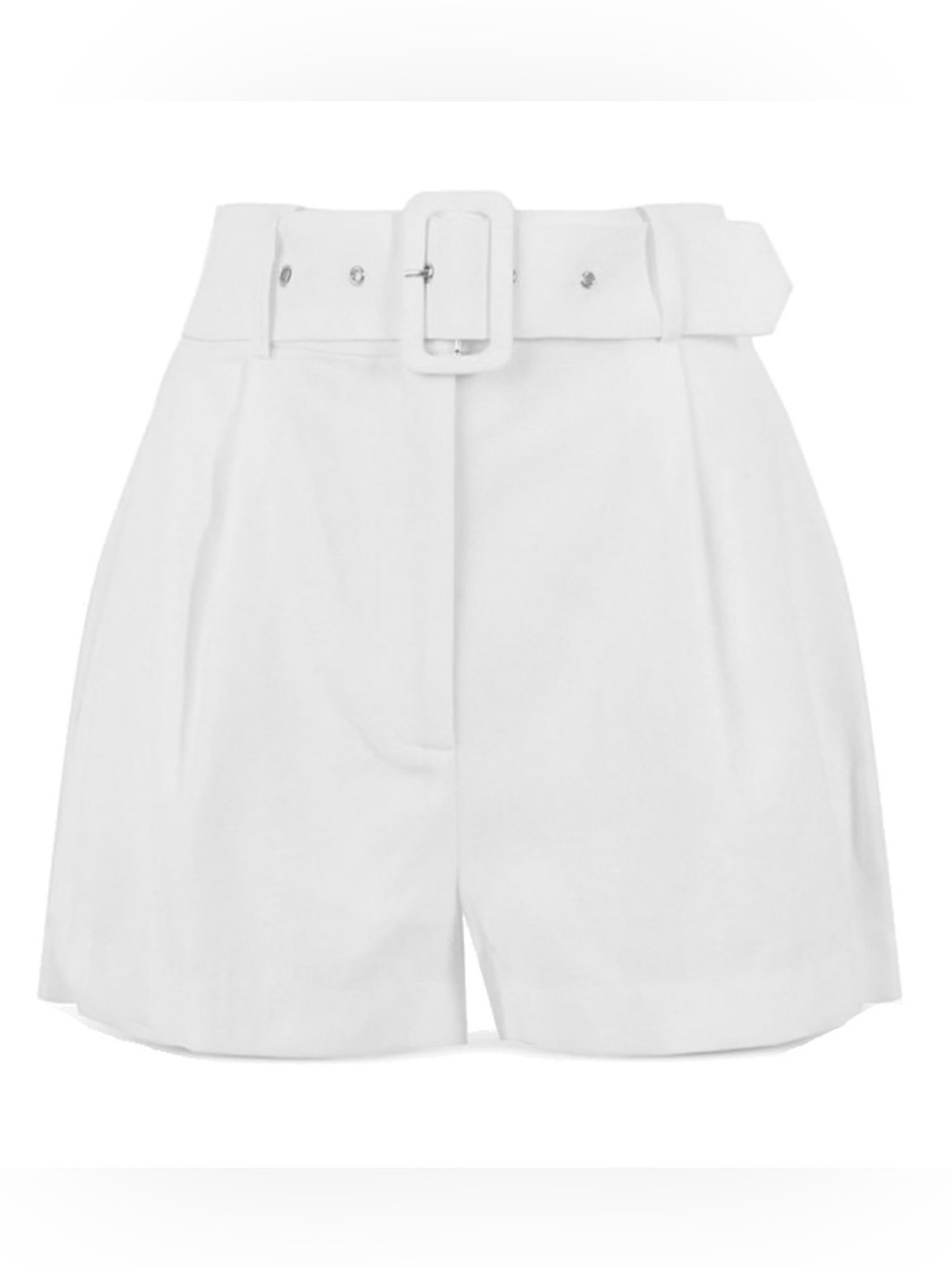 Wayf High Waist White Titus Belted Pleat Shorts